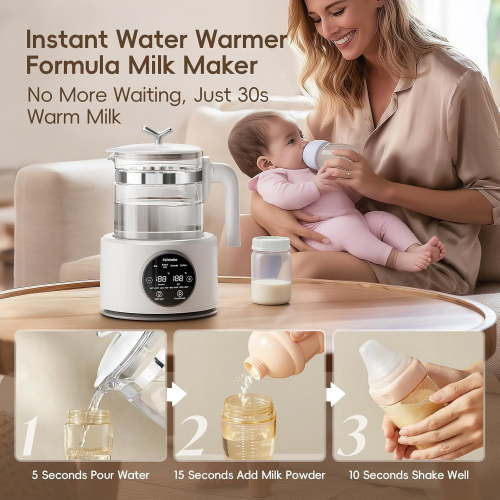 Baby Warmer 1.2L Glass Electric Kettle with Night Light and Accurate Temp Control for Formula Breastmilk Tea Coffee