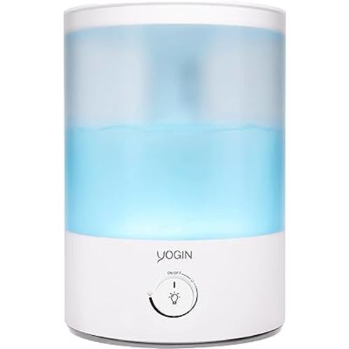 YOGIN Humidifiers for Bedroom Large room,Top fill 2.5L Ultrasonic cool mist Humidifiers for Baby Nursery and Plants,Up to 24 Hours of Operation, Auto Shut Off, 24dB Quiet,Night Light (Hu-02A-XNLit)
