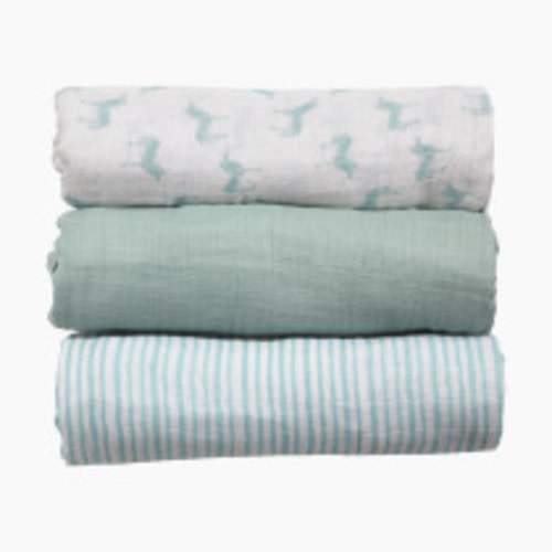 Tiny Kind 3 Pack Organic Muslin Swaddle - Ashley Blue Zebra