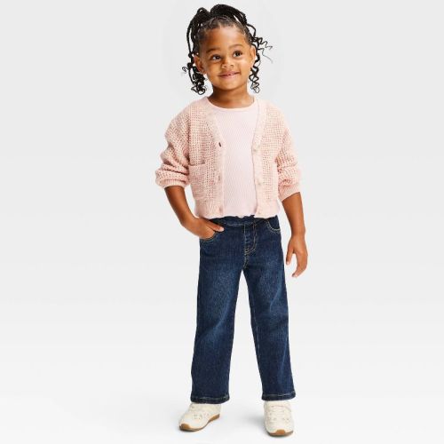 Toddler Girls' Pull-On Bootcut Denim Pants - Cat & Jack™ Dark Wash 2T