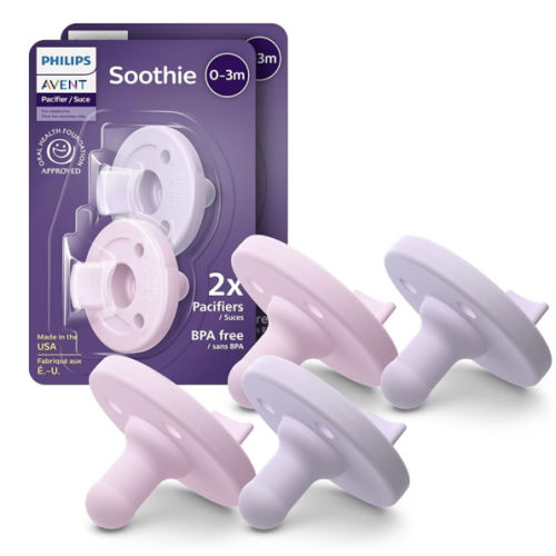 Amazon.com: Philips Avent Soothie Baby Pacifier for 0-3 Months, BPA-Free, 4-Pack | Supports Natural Suckling, Medical Grade Silicone, Hospital-Grade Sterilization, One-Piece Design, Lilac/Pink, SCF190/70