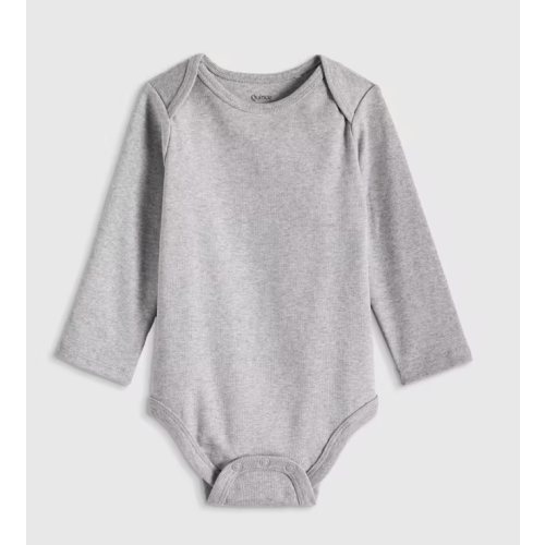 100% Organic Cotton Long Sleeve Bodysuit - Baby in Heather Grey