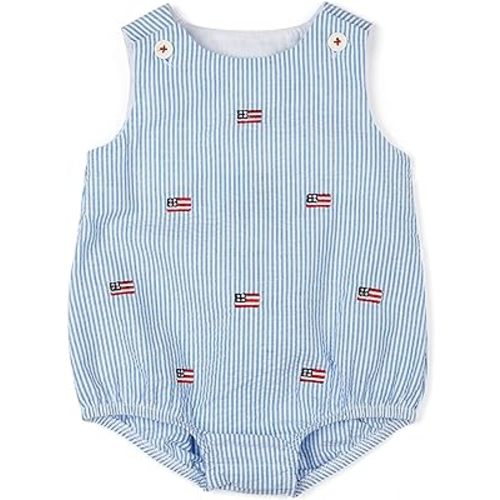 Good Lad Newborn Boys July 4th Seersucker Romper