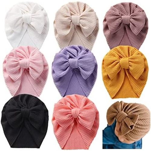 Baby Girl Hat with Disc Flower Newborn Infant Toddlers Beanies Caps Hats Baby Kids Knotted Turbans Headband Cap…