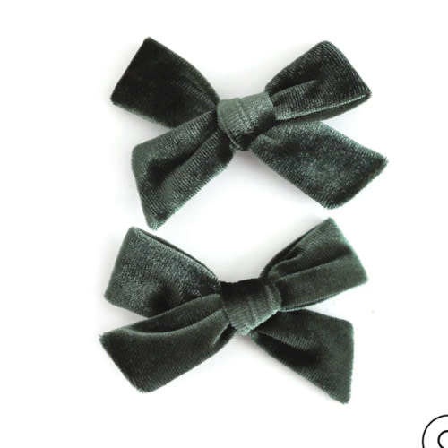 Pigtail Bows - Forest Velvet
