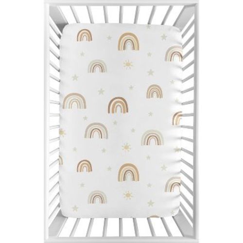 Sweet Jojo Designs Boy, Girl, Unisex/Gender Neutral Baby Fitted Mini Crib Sheet Boho Rainbow Neutral Multicolor
