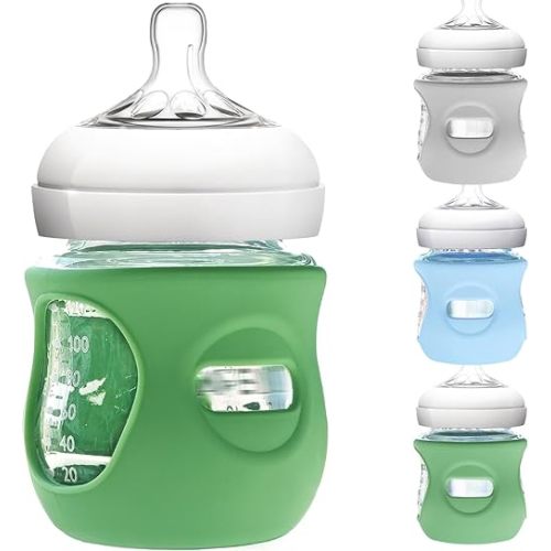 3 Pack Silicone Sleeve for Philips Avent Glass Bottle - Shatter Proof Natural Silicone Bottle Sleeve for Anti Colic Baby Bottles 8 oz & 4 oz - Anti Flow Sleeve for Infant Bottles