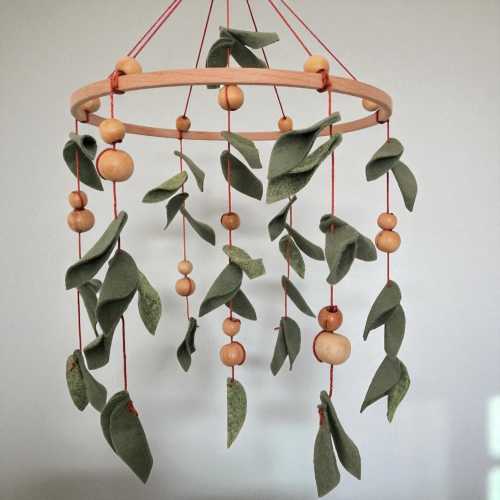 Baby forest mobile, Leaf crib mobile, Green floral nursery mobile, Boho baby mobile, Hanging mobile, Green mobile, Baby shower gift