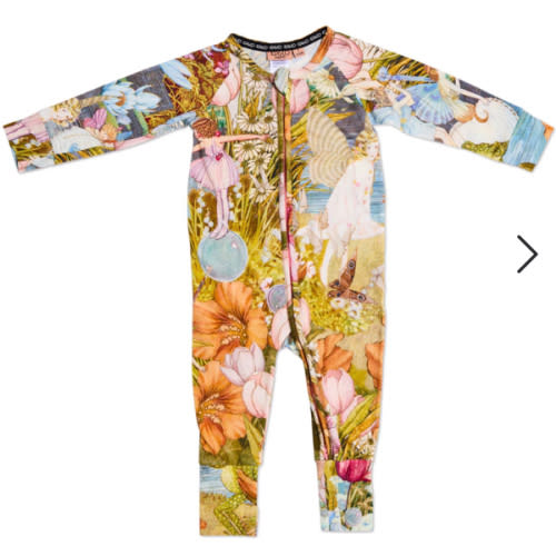 Kip&Co x Fairyland Fairy Garden Organic Long Sleeve Zip Romper