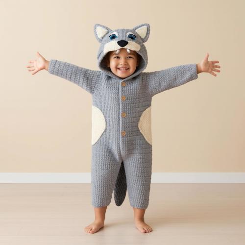 Handmade Crochet Wolf Costume: Baby Photo Outfit