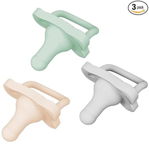 Dr. Brown's HappyPaci 100% Silicone Baby Pacifier, Contoured One-Piece Design, Gray/Green/Ecru, 0-6m, BPA-Free, 3-Pack