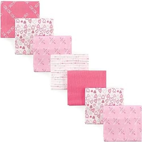 Luvable Friends Unisex Baby Cotton Flannel Receiving Blankets, Love 7-Pack, One Size