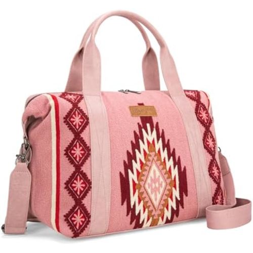 Wrangler Duffel Bag for Women Large Travel Weekender Bag Designer Tapestry Carry On Bags, Pink