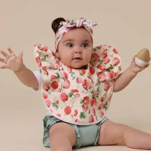 Snuggle Hunny - Waterproof Frill Bib in Strawberry