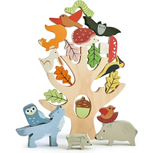 Tender Leaf Toys - Stacking Forest - Wooden Animal Balancing Game for Children and Toddlers - Manual Dexterity and Cognitive Development for Ages 18 Months+