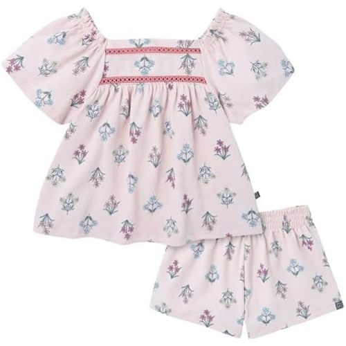 Modern Moments by Gerber Baby Girls' 2-piece Gauze Top & Short Set