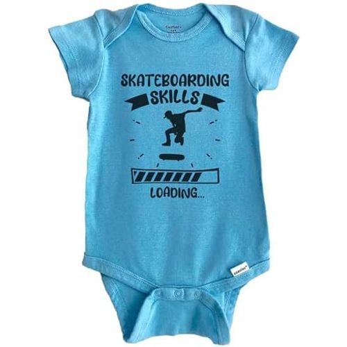 Skateboarding Skills Loading Funny Skateboarding Baby Bodysuit (100% Cotton)