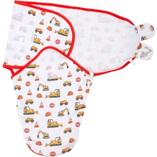 LollyBanks Baby Swaddles, 100% Cotton Baby Boy Sleep Swaddle, 0-3 Months Swaddle Sack for Boys with Easy Change Zipper, Newborn Sleep Swaddles Nursery Swaddling Blankets (Construction Print)