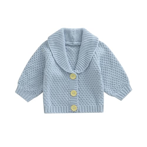 Infant Baby Boys Cardigan Crochet Sweater Lapel V-Neck Button Up Toddler Chunky Knit Jacket Coat Outwear