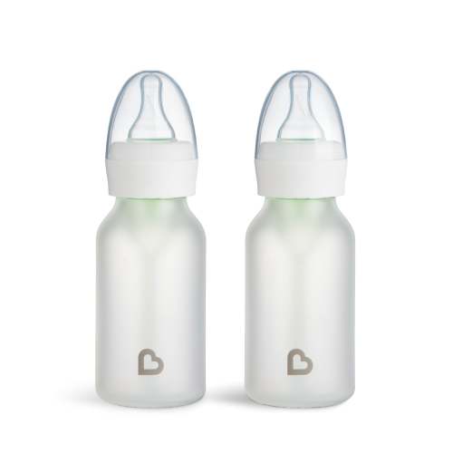 Munchkin Bond® Silicone Glass Bottle, 2-Pack - White / 4 Ounce