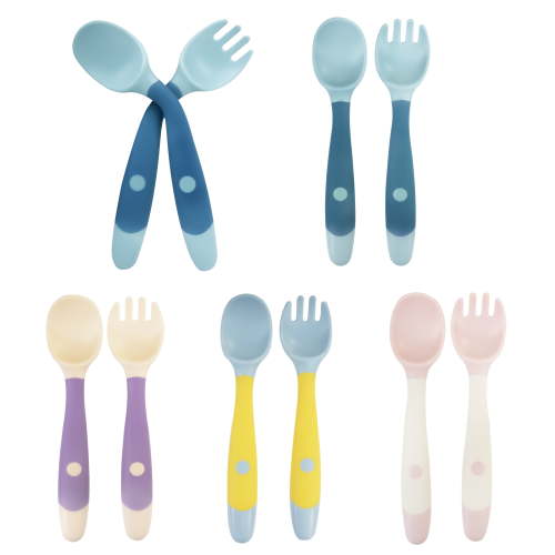 10 Pcs Toddler Utensils, Spoons and Forks Set with Bendable Handle, 5 Forks and 5 Spoons, Baby Feeding Set for Self Feeding