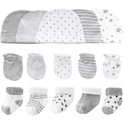Baby Hats Mittens and Socks Set Cotton Newborn Hat Beanie Soft Infant Girls Boys Caps Gloves 0-6 month