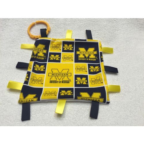 Sensory Blanket Michigan Wolverines inspired / Michigan Baby / Baby Shower Gift (plastic hook NOT included)