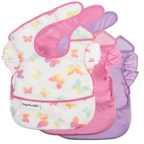 Tiny Twinkle Mess-Proof and Waterproof Baby Food Bib for Boys or Girls, Machine Washable and BPA-Free w/Adjustable Closure