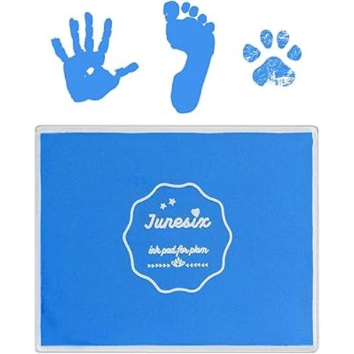 Ink Pad, 5x4'' Washable Non-Toxic Ink Stamp Pad for Baby Footprint Handprint, Sky Blue
