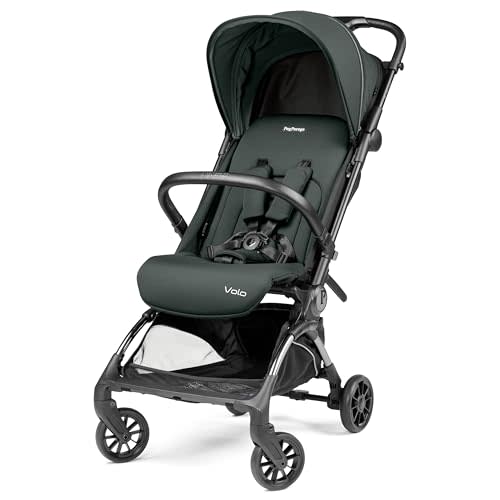 Peg Perego Volo, Ultra Lightweight Carry On Compliant Travel Stroller, Adjustable Features & Reclining Seat - Designed for Everyday Comfort from Newborn to 50lbs, Metal (Sage Green)