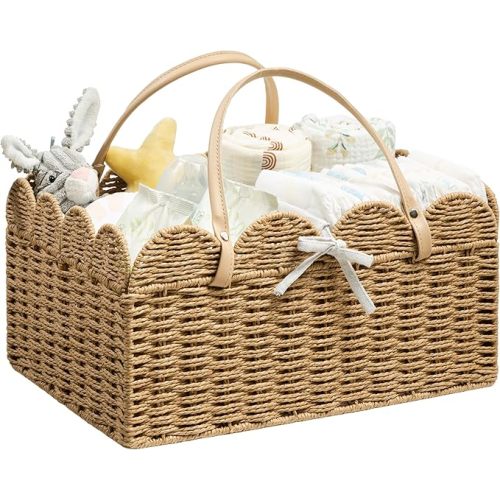 Scalloped Diaper Caddy with Removable Dividers | Amazon