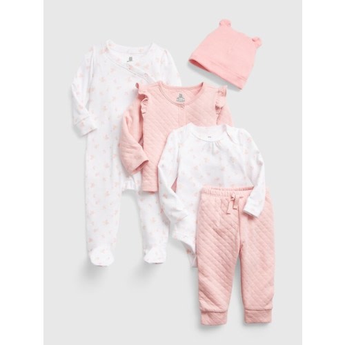 Baby 100% Organic Cotton 5-Piece Gift Set in pink dust