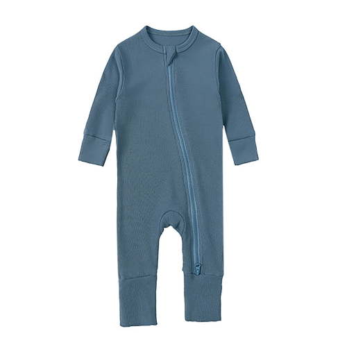 WIBACKER Baby Boy Girl Ribbed Pajamas with Mittens Bamboo Viscose Sleepers 2 Way Zipper Long Sleeve Pjs