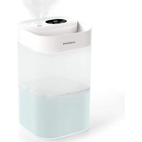 PHILODECO 4.5L Cool Mist Humidifier for Bedroom, Baby Nursery & Plants – Ultrasonic, Silent, with Aroma Diffuser, Multi-Color LED Night Light, Leak-Proof and Easy to Clean