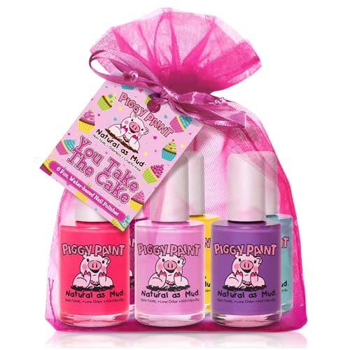 Piggy Paint | 100% Non-Toxic Girls Nail Polish | Safe, Cruelty-free, Vegan, & Low Odor for Kids| You Take the Cake (6 Polish Set) | Non-Toxic Polish for Little Girls, Toddlers, & Kids, Water Based Formula, Safe, Cruelty Free, Durable Finish, Vegan