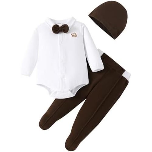 Newborn Infant Baby Clothes Long Sleeve Romper + Pants + Hat 3PCS Outfits Set