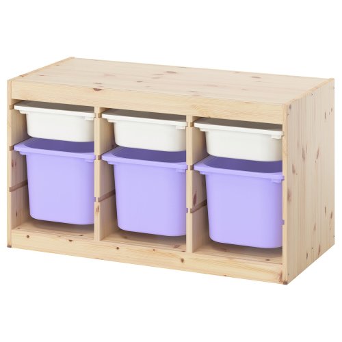 TROFAST Storage combination with boxes - light white stained pine white/lilac 36 5/8x17 3/8x20 1/2 "
