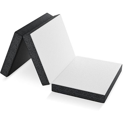 Foldable Single Memory Foam Mattress, 3 inch Tri-Fold Mattress with Collapsible and Washable Cover, Portable Guest Floor Bed for Camping Travel