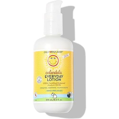 California Baby Calendula Lotion | 100% Plant-Based | Very Soothing Baby Lotion for Sensitive Skin | Lavender Kids Lotion | Allergy Friendly | Organic Calendula + Aloe Vera | 251 mL / 8.5 oz.