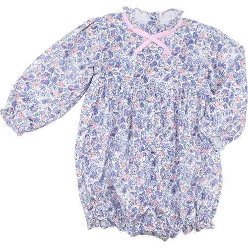 Blue And Pink Floral Corduroy Bubble