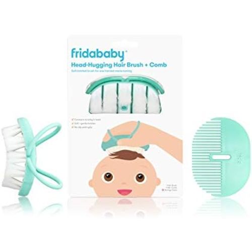Frida Baby Infant Head-Hugging Baby Hairbrush and Comb Set, Newborn and Up