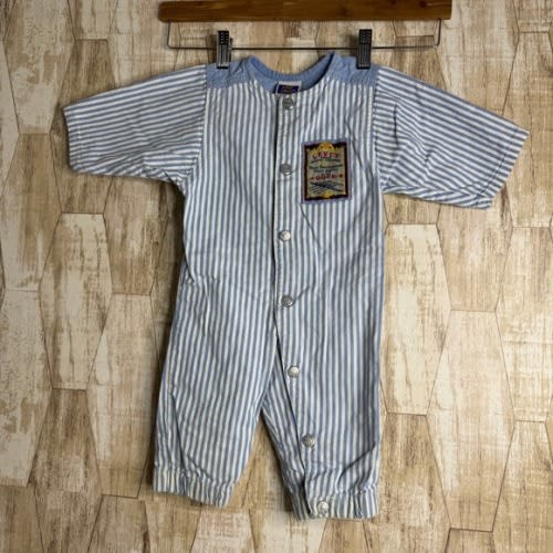 Vintage Little Levis Blue White Stripe Baby Boy Romper Jumpsuit‎ Size 12 Months