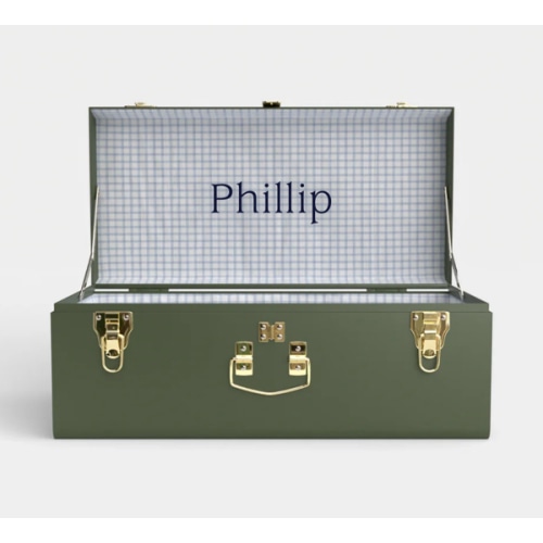 Petite Trunk - Green - Picnic in Blue / Embroidery