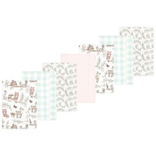 Luvable Friends Hudson Baby Flannel Burp Cloths 7pk, Pink Forest Friends