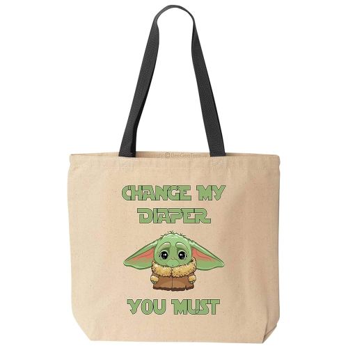 Change My Diaper You Must Funny Baby Tote Cute Bag (Black Handle)