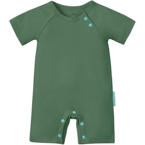 SuperSoft Short Sleeve Baby Romper, Unisex Bamboo Viscose One-piece Summer Pajamas, Boy Girl Footless Jumpsuit Snap Closure