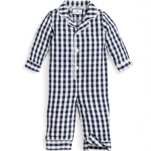 Baby's Twill Classic Romper in Navy Gingham