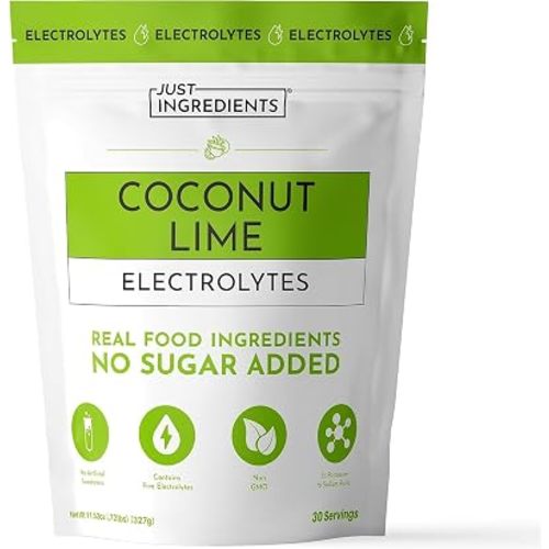 JUST INGREDIENTS Coconut Lime Electrolyte Powder - No Sugar - 30 Servings
