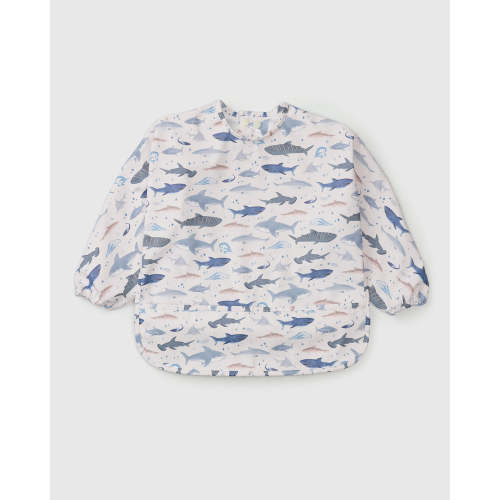 Long Sleeve Bib - Smiley Sharks