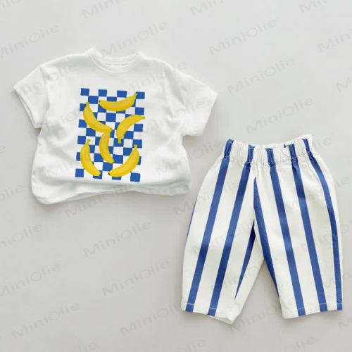 Baby Plaid Banana Blue Vertical Striped 2-piece Set